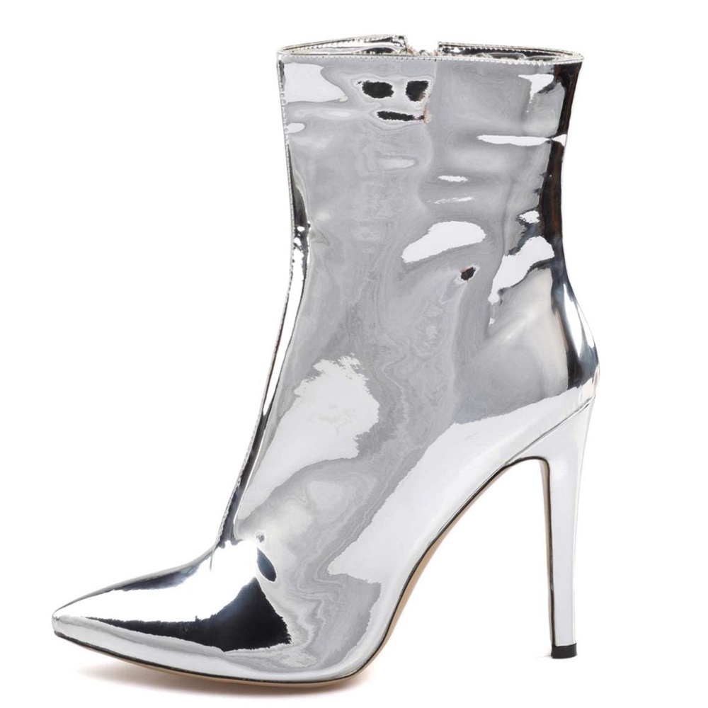 Metallic Silver Booties